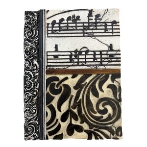 New View Gifts Music Note Damask Scroll Wall Plaque Decor Silver Black Ivory
